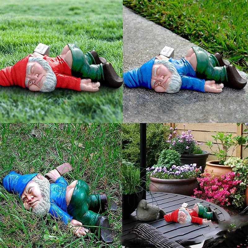 

Creative Drunk Garden Gnome Patio Ornament Funny Rude Drunken Disorderly Statue Figurine Elves Pixie Bonsai Decoration