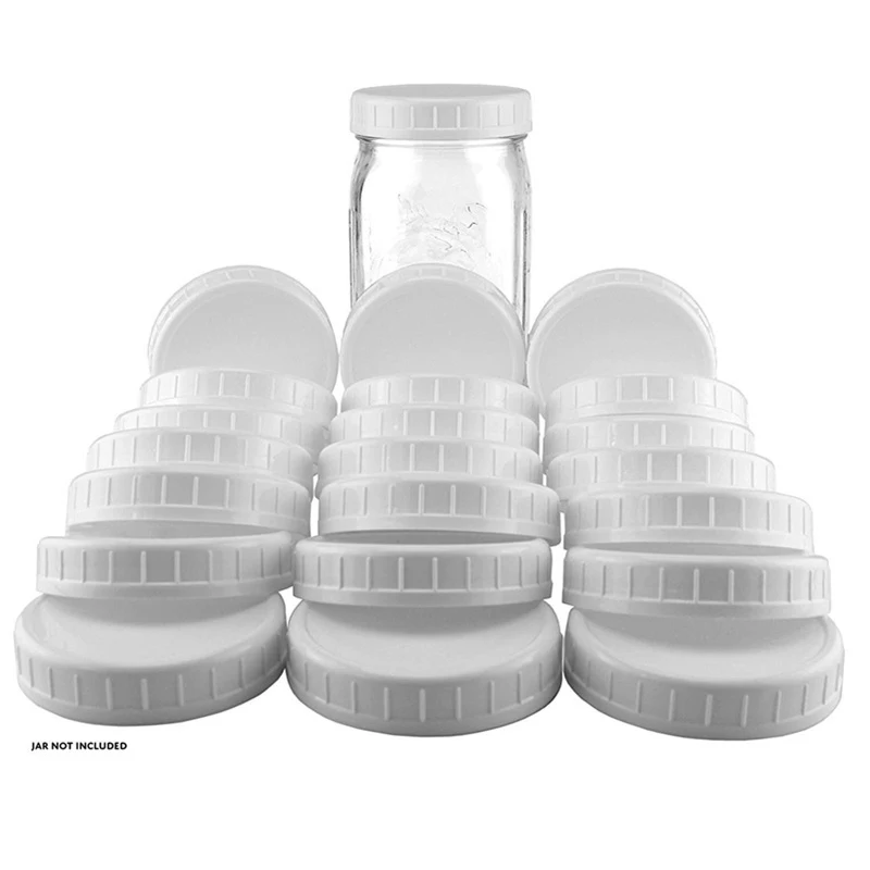 Food Cover Preservation Cover 10pc White Mason Canning Drinking Jars Lid 70mm/86mm Inner Diameter Plastic Covers Unlined Ribbed Lids Storage Caps Replacements