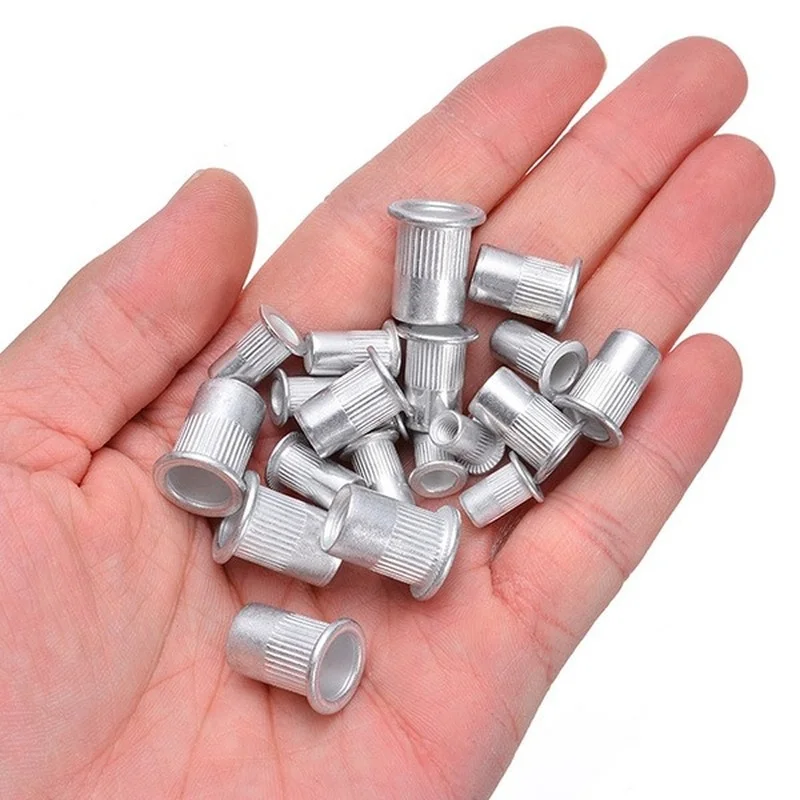 20pcs/100pcs M4 M5 M6 M8 Rivet Nuts Kit Aluminum Threaded Rivet Nut Inserts Rivnut Nutsert Mixed Kit Set Bolts&Nuts