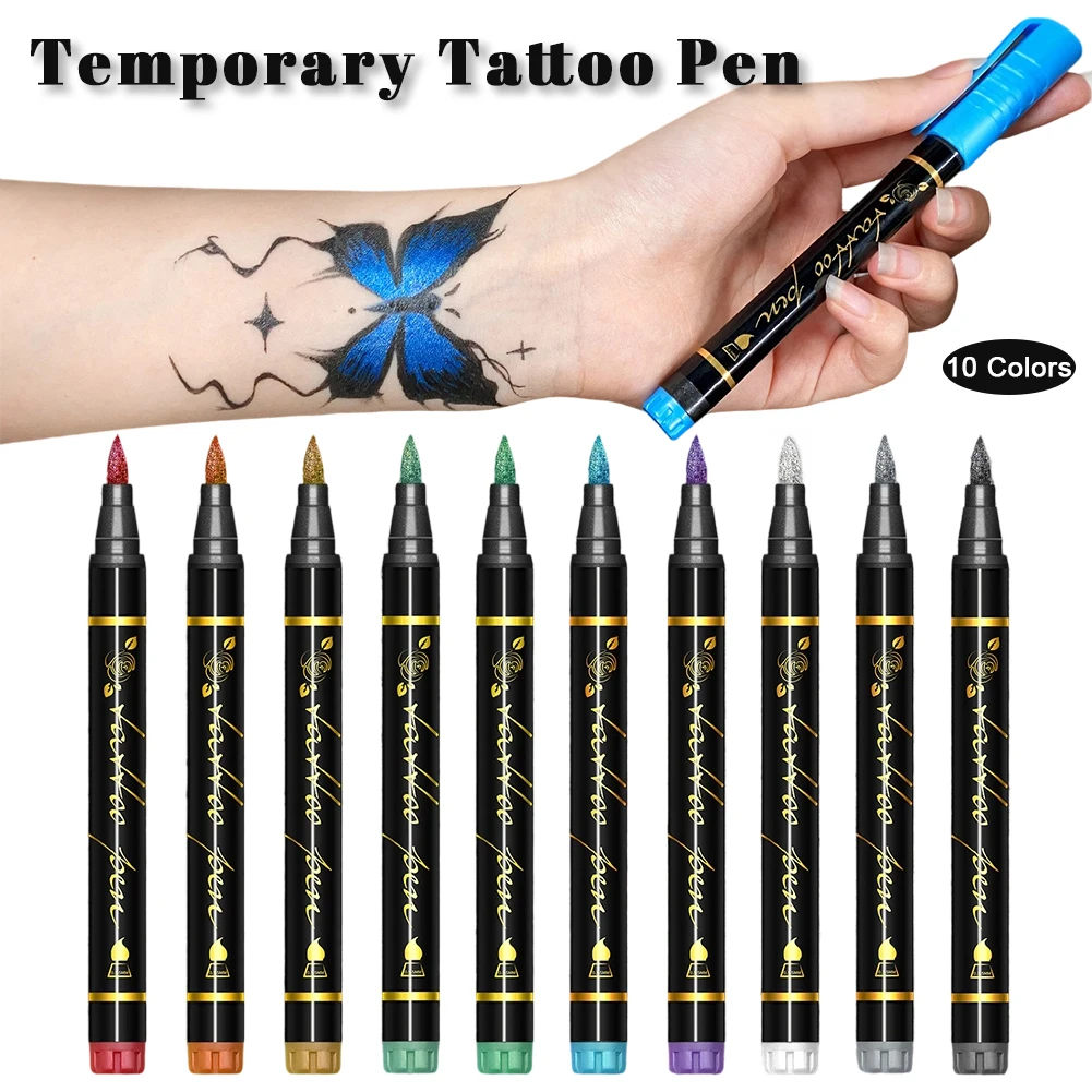 10PCS 타투 마커 펜 스케치용 전사 펜 니들 펜 스케치 문구 세트 아트 용품 타투 액세서리
