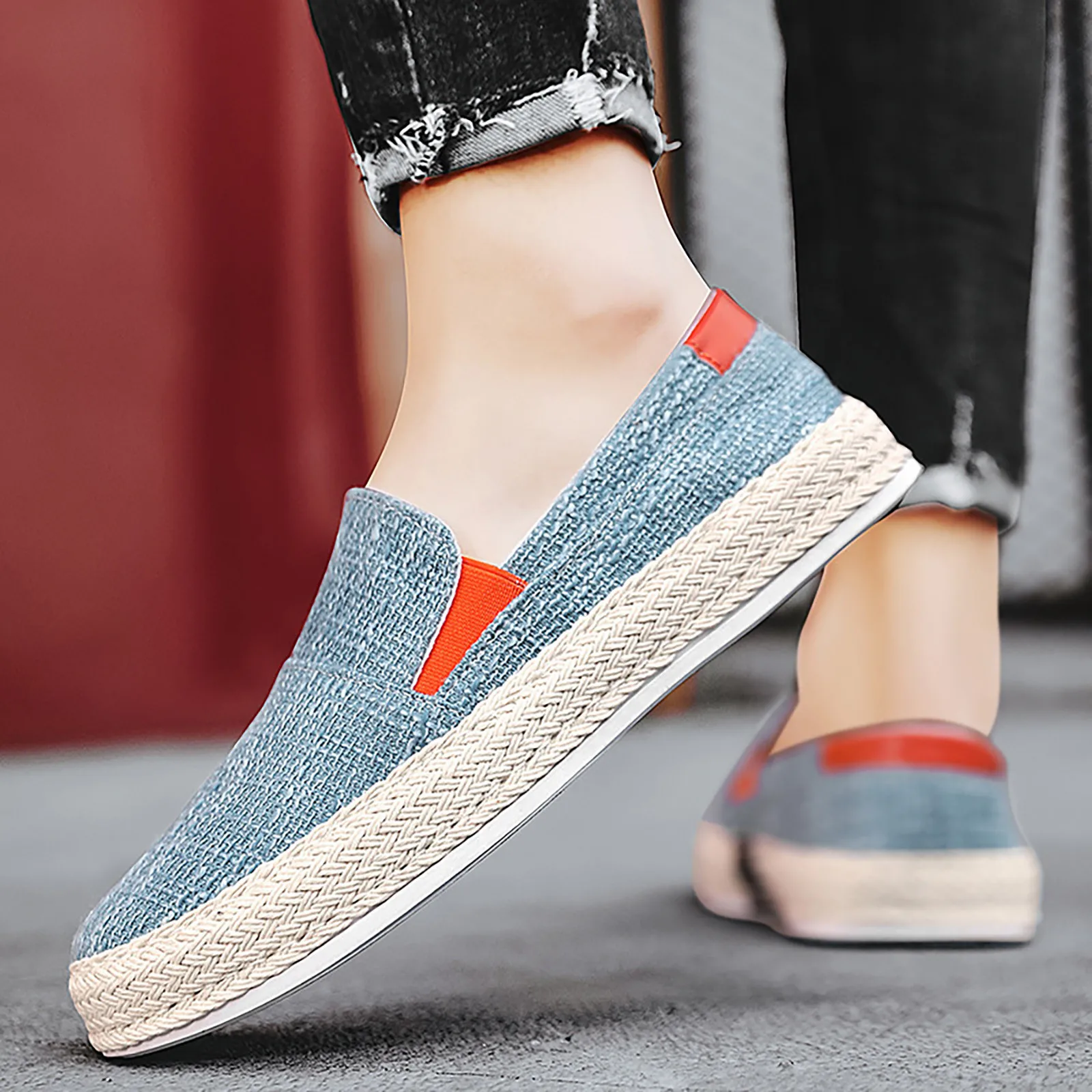 

Эспадрильи для мужчин, дышащие холщовые кроссовки, лоферы, удобная летняя повседневная обувь для ходьбы