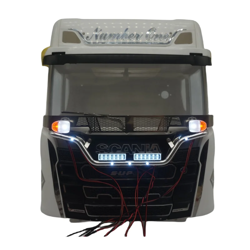 Cnc Front Mesh Led Light Lamp Faretto Centrale Per Tamiya 1/14 Rc Truck Scania 770S Actros Volvo Tractor Rc Trailer Lesu Tamiya
