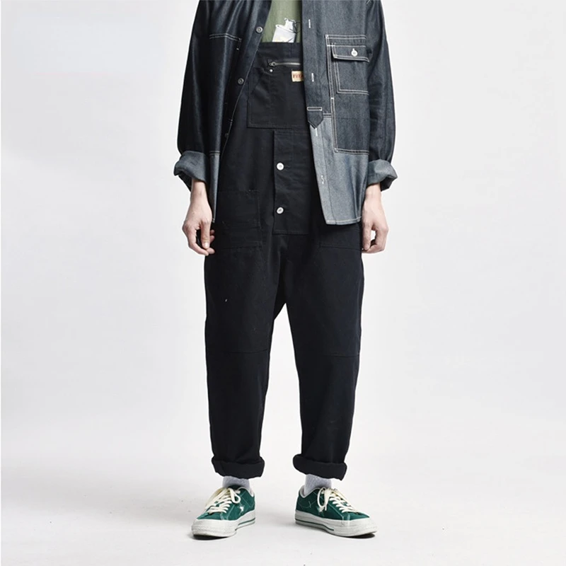 

Multi-pocket Overalls Men Cargo Work Bib Trousers Male Casual Streetwear Mens Joggers Multifunctional Coveralls