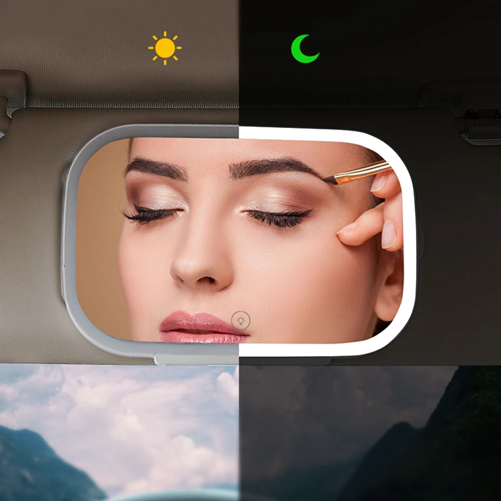 Auto Eitelkeit Spiegel Auto Make-Up Spiegel Mit LED Licht Wiederaufladbare Auto  Kosmetik Spiegel Mit TouchScreen Für Auto Innen Universal - AliExpress