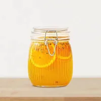 Airtight Glass jar with lid 25oz, Glass Storage Containers, Glass Canister, Striped Clip Fastening Jar for Cereal, Coffee, Pasta 1