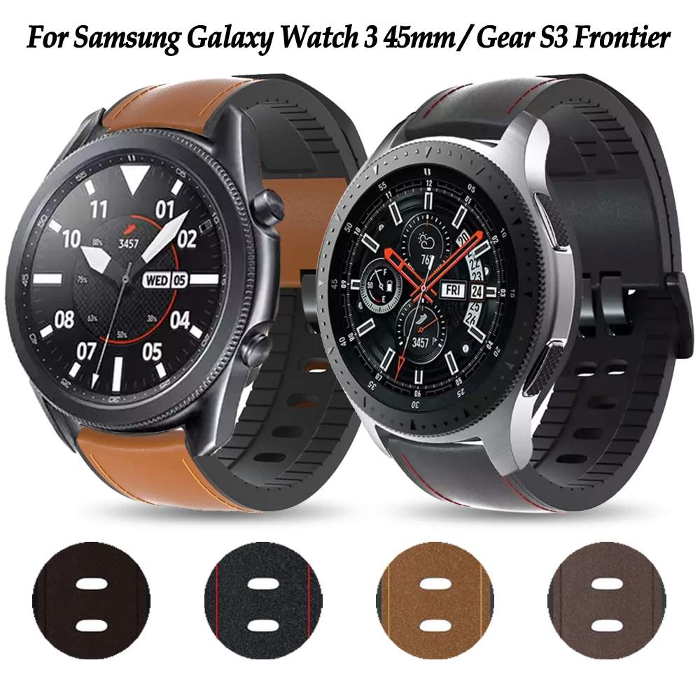 

22mm LeatherSilicone Strap Band For Samsung Galaxy Watch 3 45mm Strap For Samsung Gear S3 Frontier Smartwatch Wristband Bracelet