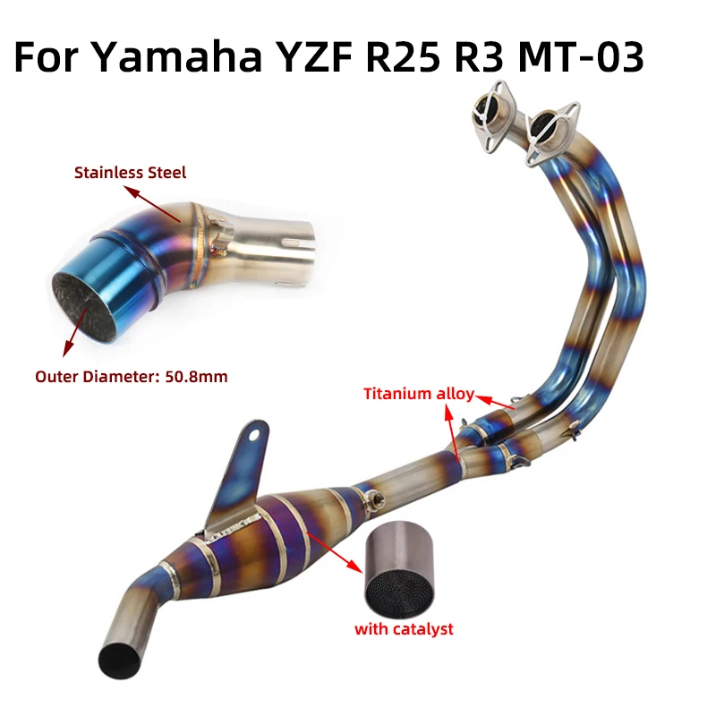 

Slip On For Yamaha YZF R25 R3 MT-03 MT03 Motorcycle Exhaust Escape System Modify Titanium Alloy Front Pipe Connect 51mm Muffler