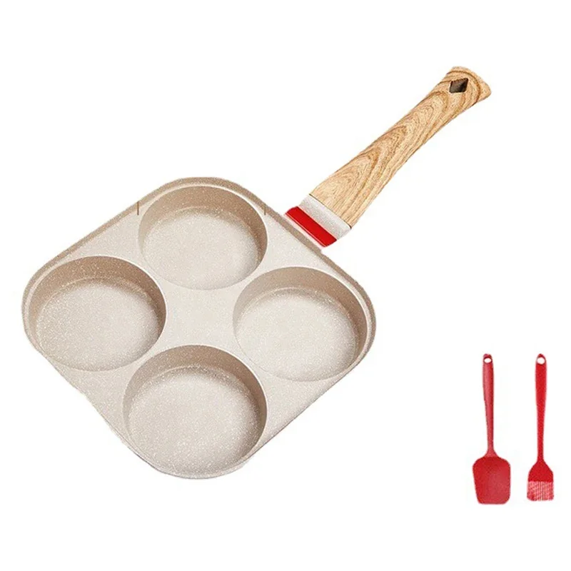 Four-hole Frying Pot Pan Thickened Omelet Pan Non-stick Egg Pancake Steak Cooking Egg Ham Pans Breakfast Maker Cookware