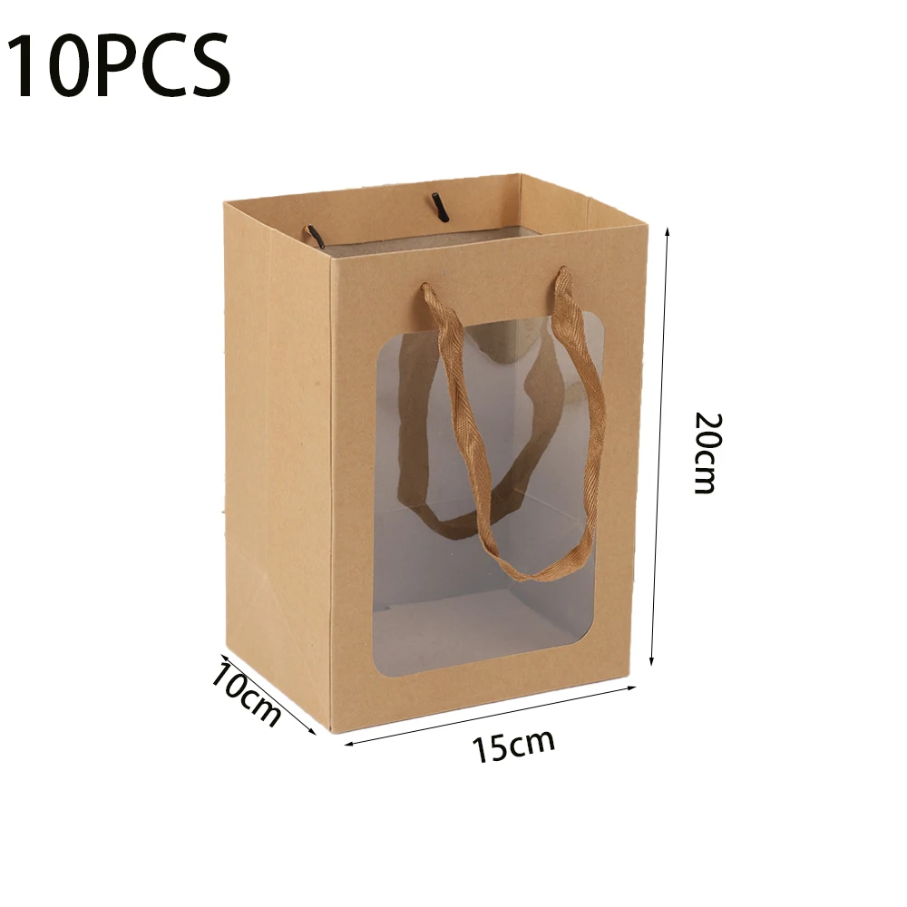 10PCS Christmas Gift Bags Gift Paper Bags Holiday Party Wrapping Kraft Paper Multi-style Christmas Decoration
