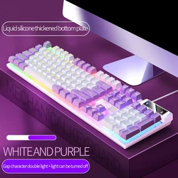 RGB Backlit Waterproof Wired Gaming Keyboard with Mechanical Feel (Purple 1)