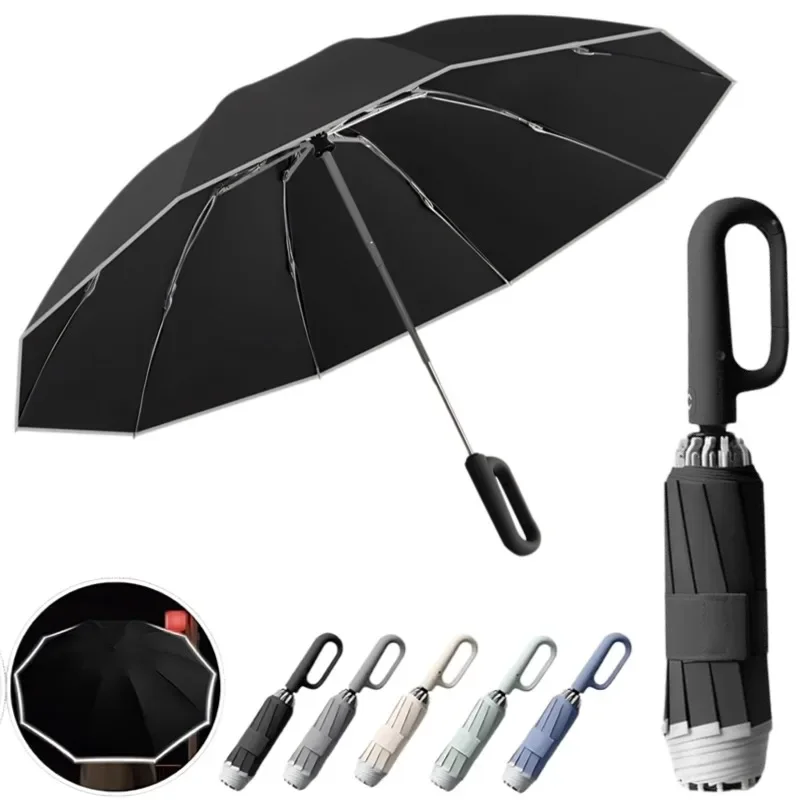 Folding Umbrellas Travel Portable Rain Umbrella Buckle Automatic Folding Reverse Umbrella