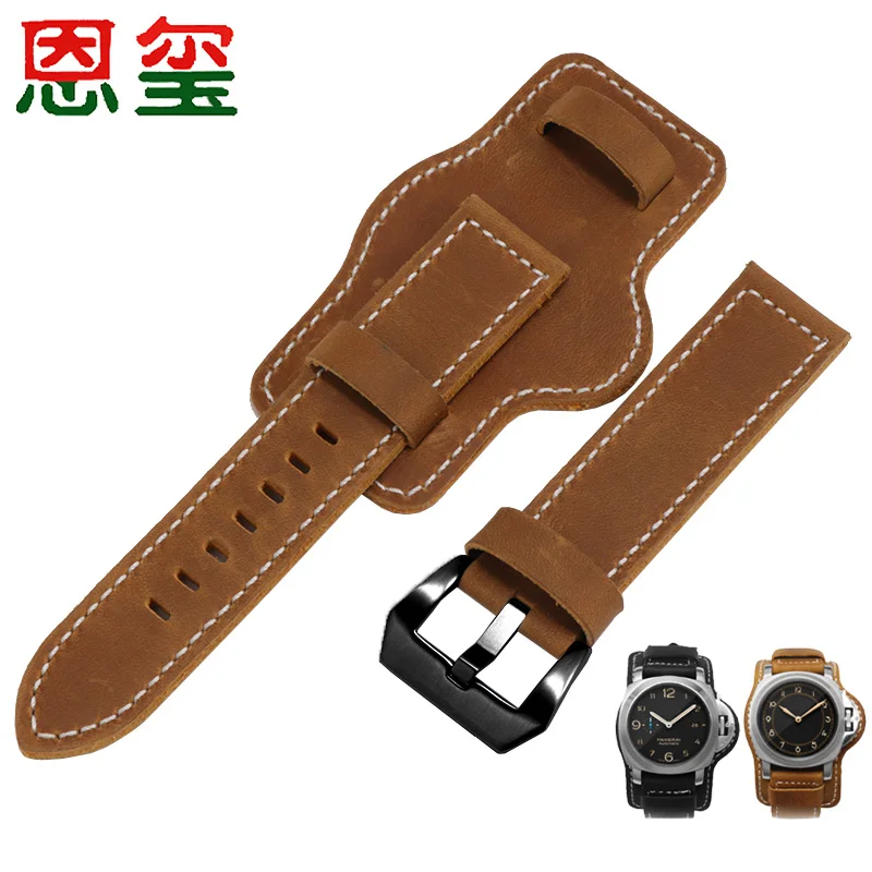 ENXi Genuine Leather Watchband Men Suitable For PANERAI PAM683/386 TIMEX Tray CowLeather Strap20 22 24 26mm