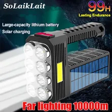 

High Power Led Flashlights Solar Power/USB Rechargeable Powerful Flashlight Ultra Bright Outdoor Multi-function Portable Torch