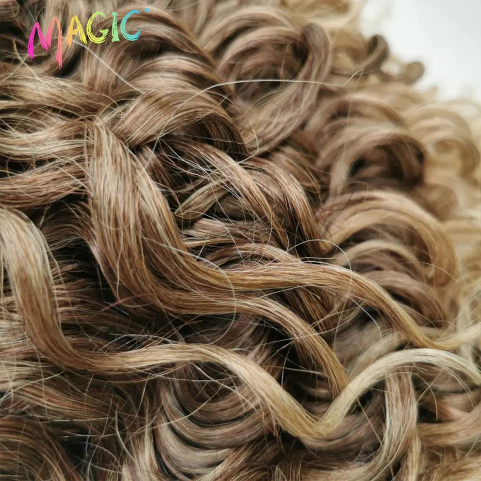 Capelli all'uncinetto sintetici ricci da 10 pollici, onda profonda, per trecce, extension per capelli a onda d'acqua, biondo ombré marrone - immagine 5
