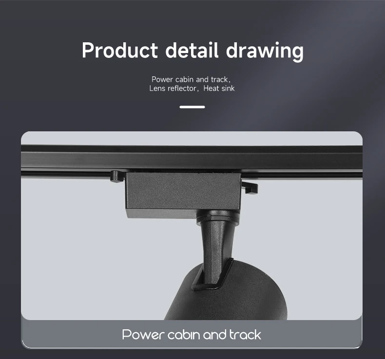 Description Picture 4 of item3 color Led Track Light Whole Set 110V 220V COB Spotlights 12W 20W Ceiling Rail Lamp For Clothing Shop Store Home