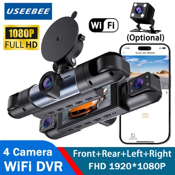 360 ° 4 telecamere Dash Cam per auto DVR WiFi HD 1080P Videoregistratore 4 canali Vista posteriore anteriore Visione notturna Scatola nera DVR per veicolo