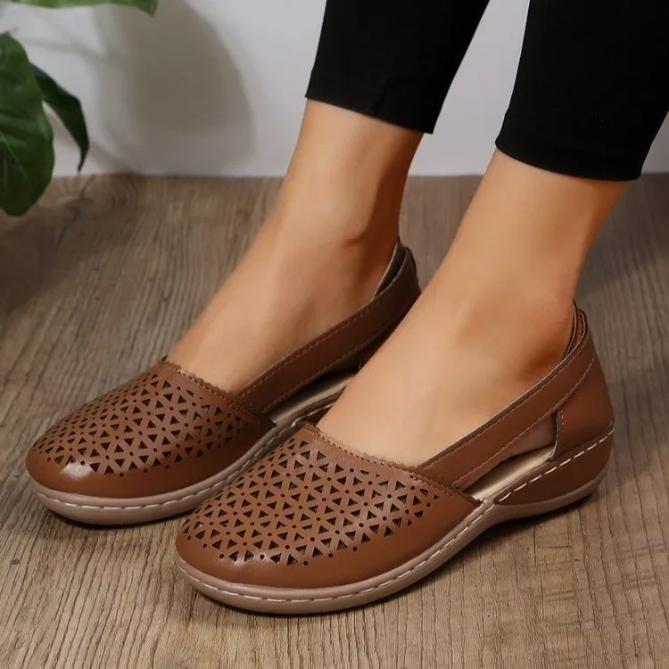 Women's Autumn Simple Solid Color Comfortable Non-slip Loafers Outdoor Shallow One-leg Mesh Breathable Vulcanized  Flats Women