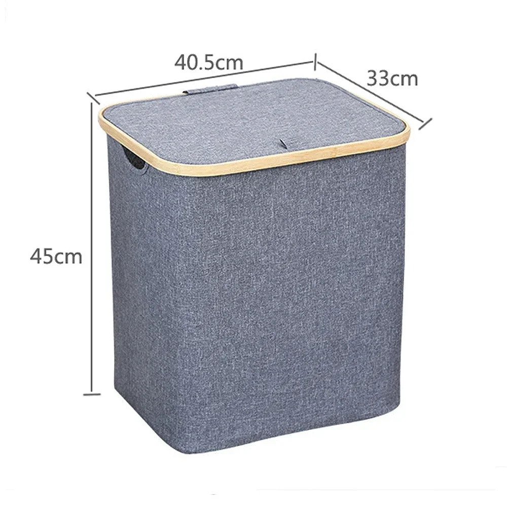 

Waterproof With Foldable Dirty Laundry Large Storage Lid Bamboo Handle Multifunction Clothes/toys/debris Basket