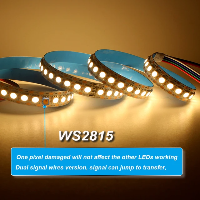 72leds/96leds/m WS2815 DC12V addressable full color RGB 5050 LED strip;IP20/IP65/IP67/BLACK  PCB - AliExpress