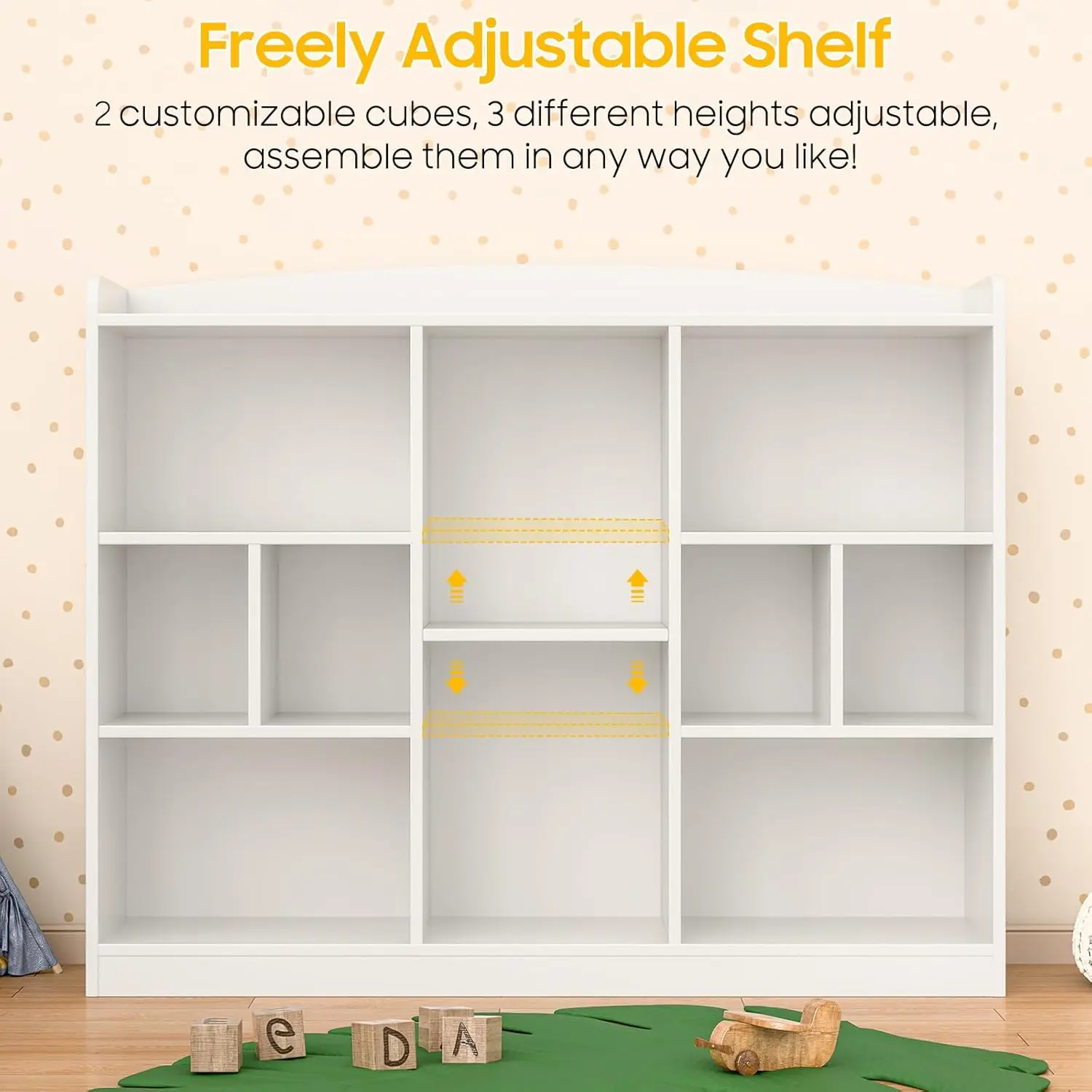 Vabches Kids Bookshelf Wood Children's Bookcase with Lots Storage Shelves Toy Storage Organizer Book Display Shelf for Kids Room 5