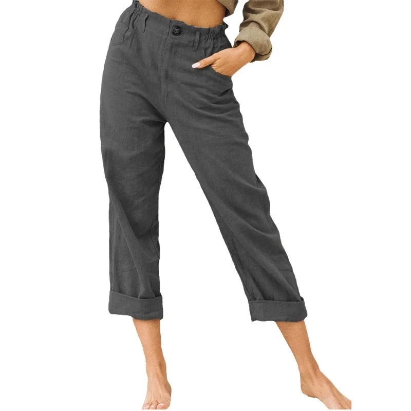 Summer Casual Pants New Women's Solid Color Fashion Loose High Waist Leisure Ropa De Mujer Barata Y Envío Gratis Ofertas