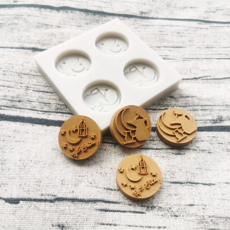 Eid Mubarak Arabic Font Moon Silicone Cake Fondant Mold Chocolate Sugar Craft Mould DIY Baking Tool B03E |