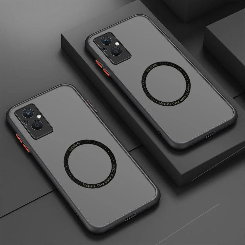 

For Shockproof Armor Matte Case For OPPO Reno 8 7 6 Pro Se 8 Lite 8z 8T 7z 6z 4z Magnetic Wireless Charging Cover Magsafe Case