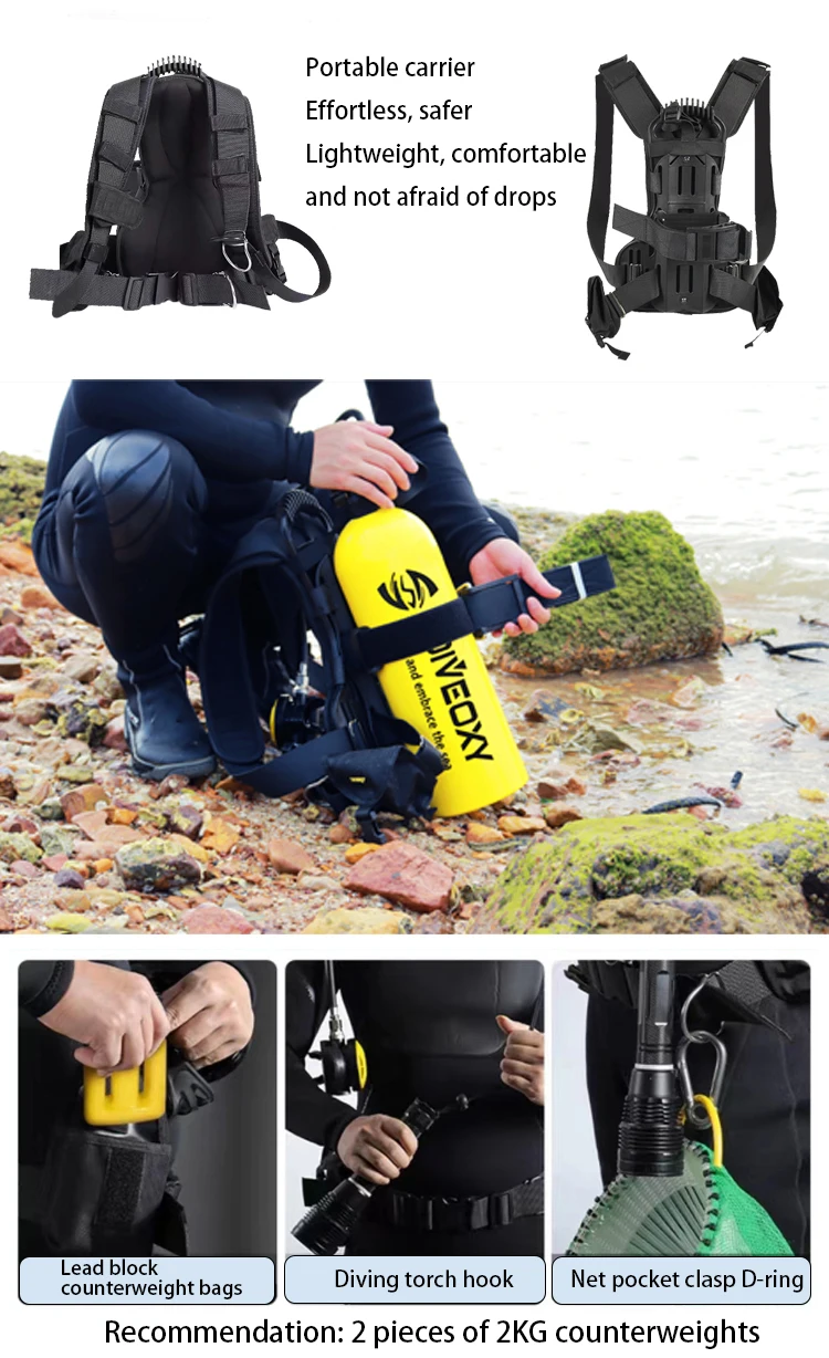 4L Scuba Diving Cylinder Oxygen Tank Set Snorkeling Respirator Fish Gill Oxygen