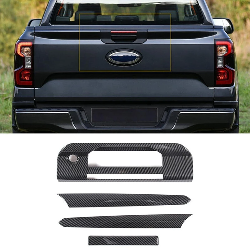 

For Ford Ranger 2023 Car Rear Tailgate Handle Cover Trim Trunk Decorative Sticker Replacement Spare Parts ABS Carbon Fiber