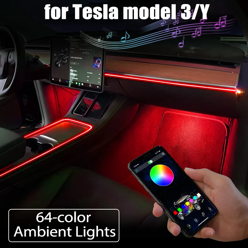 Tesla Model 3 et Model Y : Bande LED d'ambiance pour la console