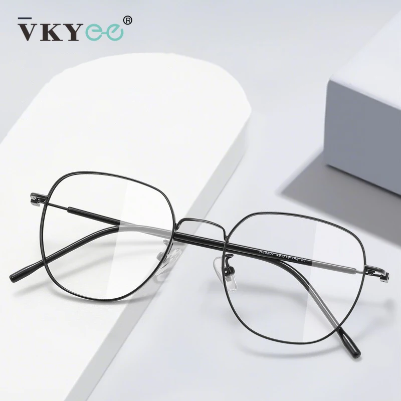 VICKY Simple Fashion Small Frame Polygon Geometric Design Ladies Anti-blue Light Reading Glasses Customizable Prescription 5307