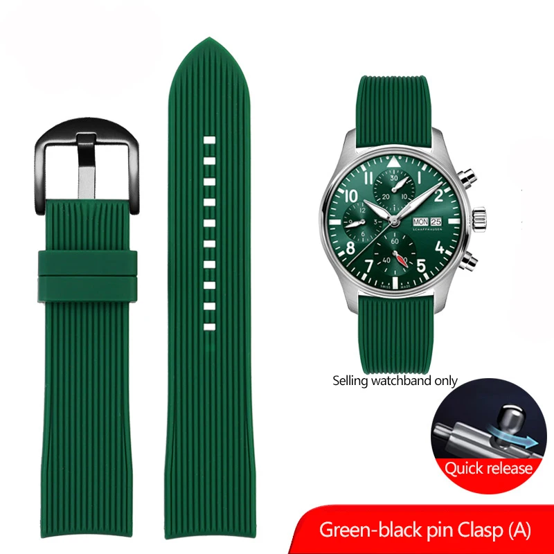 thumbnail image 1 of Correa de reloj de goma con extremo curvo de 20 mm y 22 mm para Casio EFR-303, Mido, Omega, Longines, Tissot, Seiko, Heuer, correa verde y naranja, 1 of 5