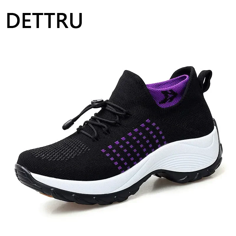 Women's walking shoes Fashion Sock Sneakers Breathe Comfortable Nursing Shoes Casual Platform Loafers Non-Slip