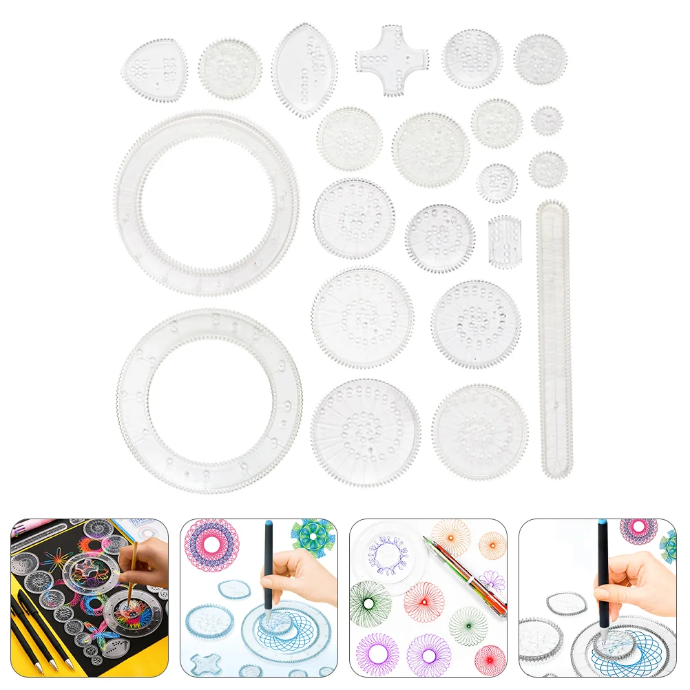 

Ruler Set 22pcs Interlocking Gears Wheels Drawing Accessories Creative Educational for Children Kids Painting Drafting Tool (