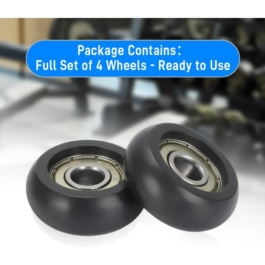 Replacement Roller Wheels For Aero Pilates Reformer Set of 4, Easy to Install, Smooth & Quiet Glide,Black