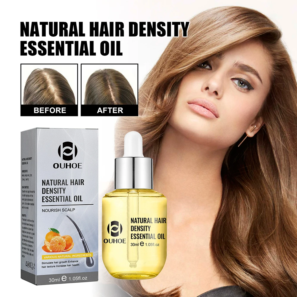 Health care products Hair Growth Massage Comb EMS RF Electric Show before and after use natural hair density essential oil on the hair of a beautiful lady