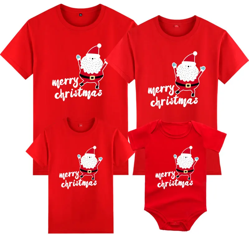 Conjuntos familiares a juego, camiseta con estampado de dibujos animados de Feliz Navidad para papá, camisetas navideñas para adultos y niños, mameluco para bebé, ropa para mamá y yo