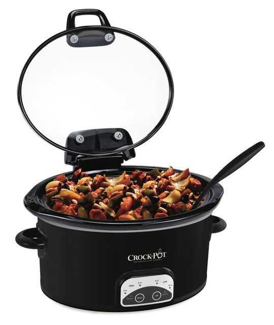 Crockpot™ 4.5-Quart Lift & Serve Hinged Lid Slow Cooker, One-Touch Control,  Black - AliExpress