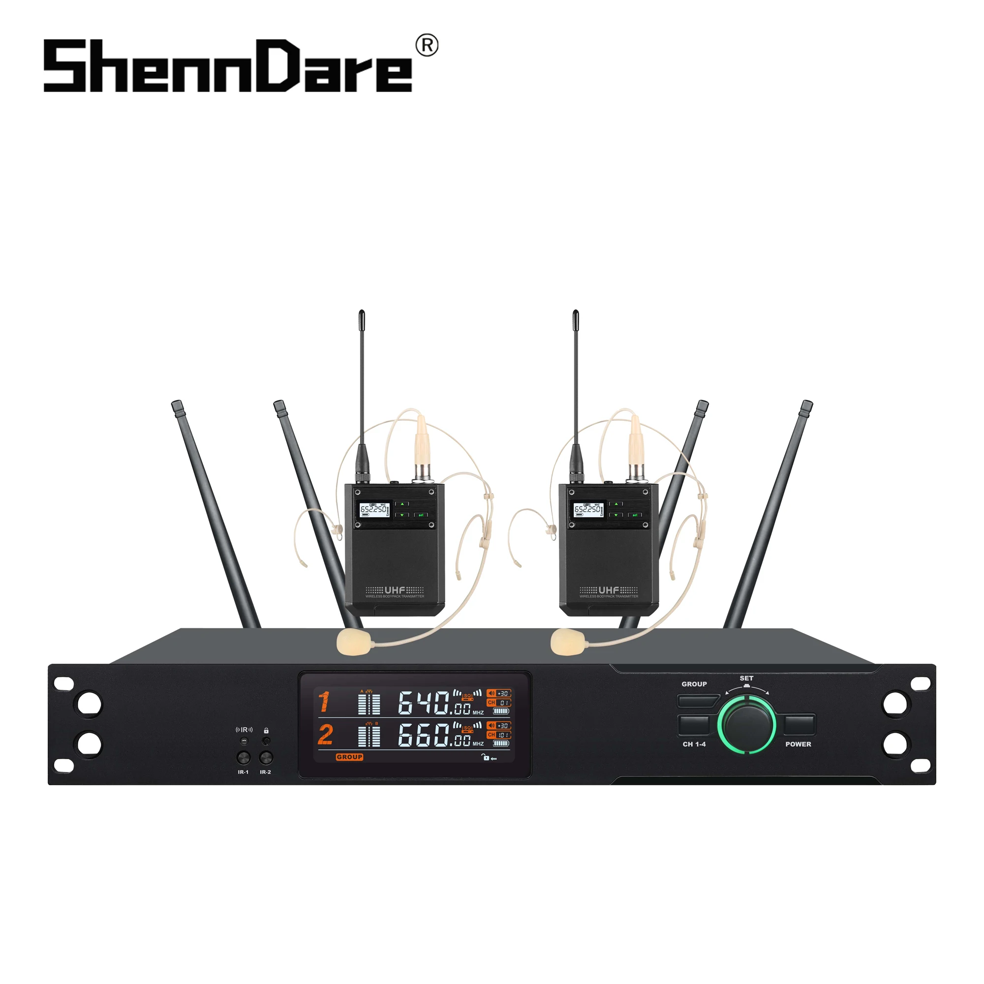 Shenndare KT-8002 2 Channels True Diversity Wireless Microphone System Conference Church Kara Ok Mic Uhf Frequency Large Range