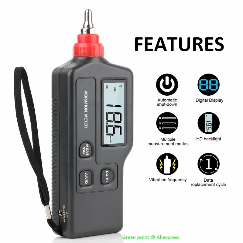 5PCS Digital Vibration Meter WT63A Sensitive Precise Handheld Vibrator LCD Backlight Equipped With AC Signal Output Interface 3