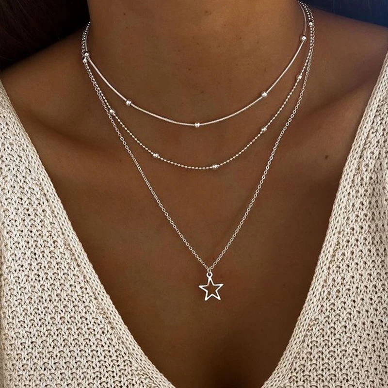 Punk Gold Color Multilayered Necklace Women Simple Vintage Chain Butterfly Snake Pendant Choker Jewelry Wedding 2024 NewTrendy