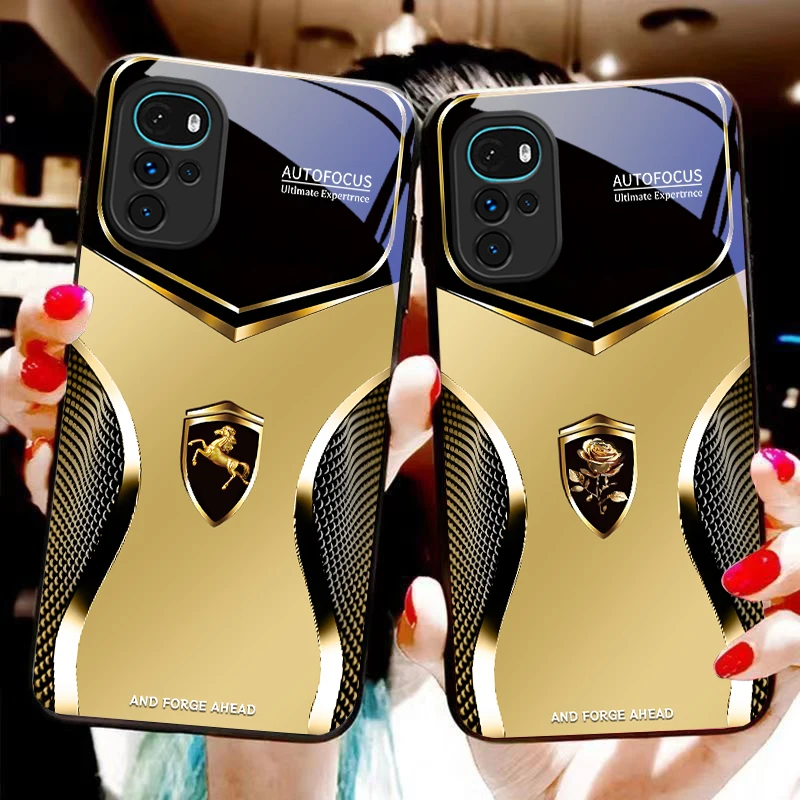 Golden Cartoon Mouse Glass Phone Case