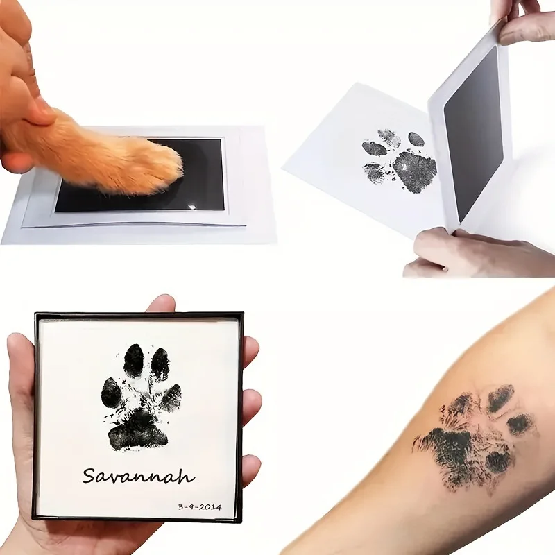 3 pieces pet footprint printing table, no-wash foot cat and dog souvenir DIY pet photo album paw print rubbing, with two pieces