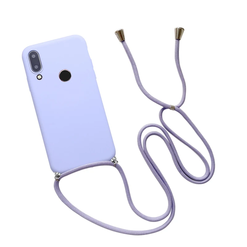 Silicone Lanyard Case For Huawei P20 P30 P40 lite Soft Tpu Neck Strap Rope Cord Cover 2