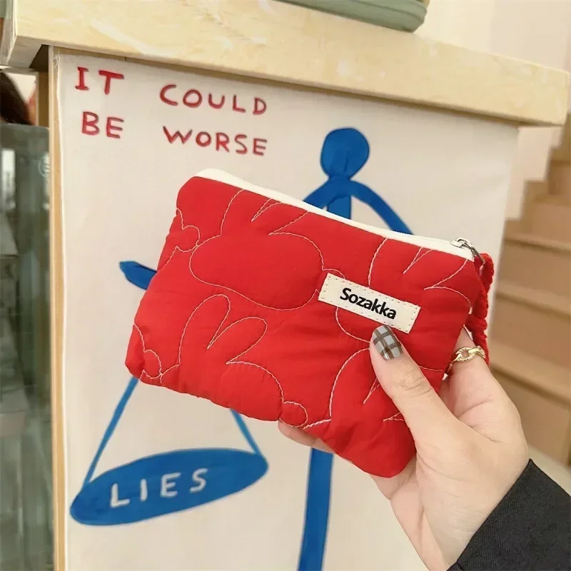 Fashion Small Fresh Cotton Coin Wallet Flower Pattern Zipper Coin Purses Lady Girls MakeUp Bag Key Money Storage Bag 6