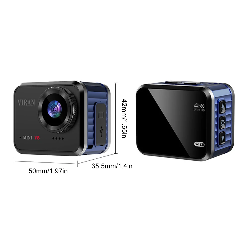 와이파이 미니 액션 카메라, 5M 바디 방수, 4K 60FPS 스포츠 카메라, 1.54 인치 IPS 스크린, 야외 스포츠용 전자 안정화