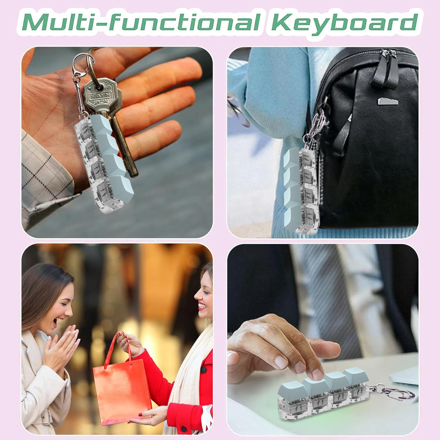 Keyboard Fidget Toy, 2PCS Fidget Keyboard Keychain Keyboard Clicker