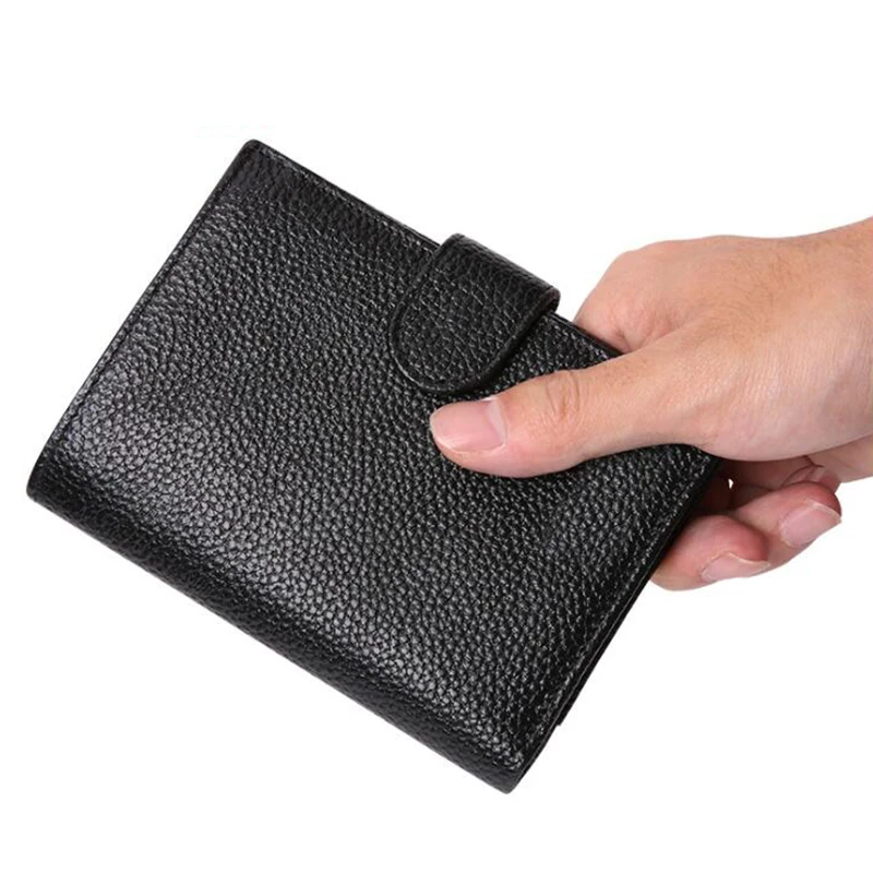 Man Large Capacity Vintage Cow Leather Wallet Short Men Purse with Coin Pocket RFID Blocking