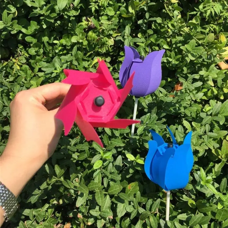 Garden Wind Spinner Tulip Windmill Balcony Lawn Decor Large Pinwheel Child Rotate Summer Wind Toy Camping Decoration