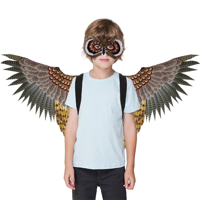 Disfraz de Cosplay para niños, capa de fieltro de búho, pavo real, alas de  pájaro con máscara para niñas y niños, capa de fiesta de Halloween -  AliExpress